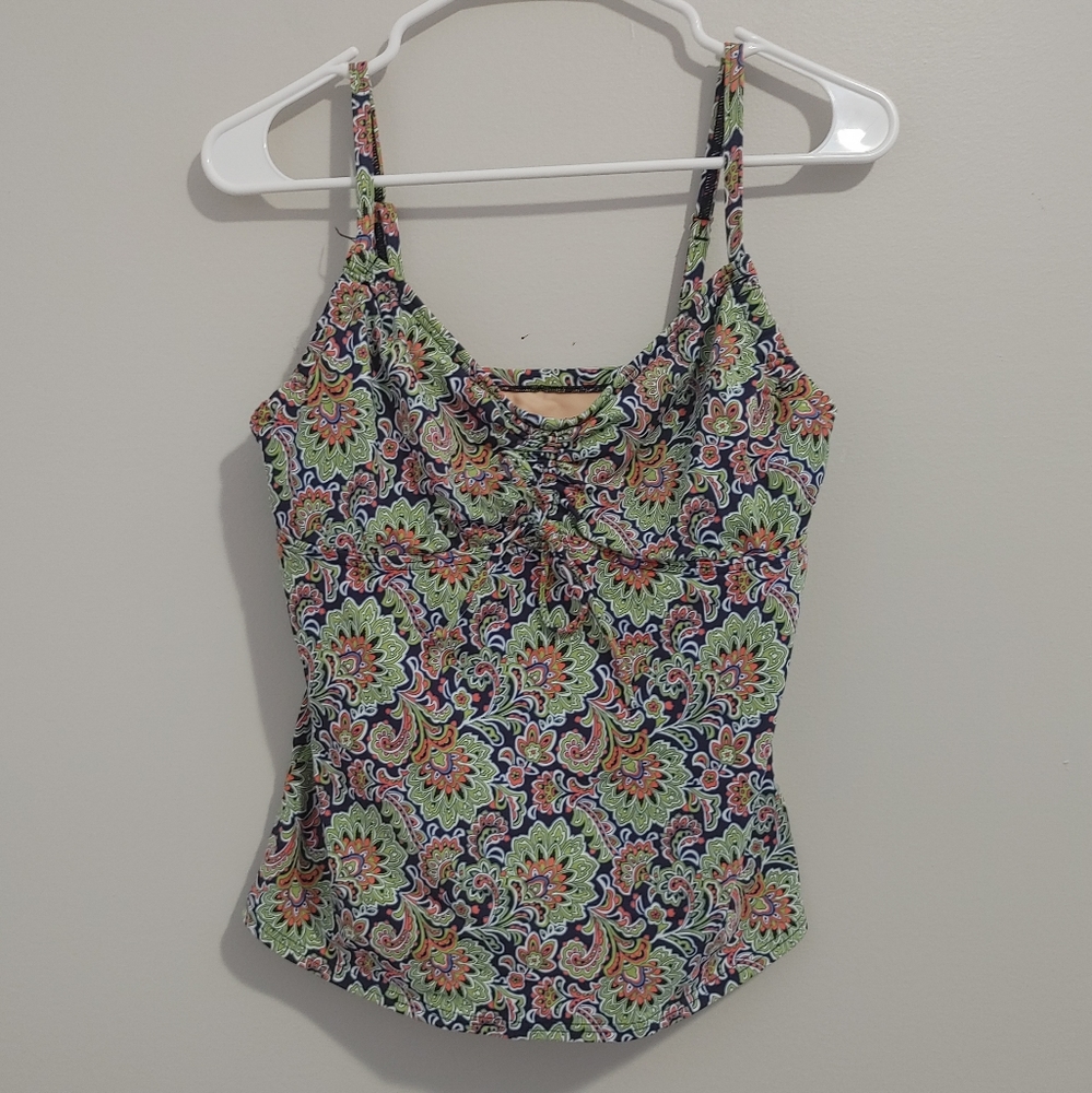 Lands' End Multicolor Floral Swim Top